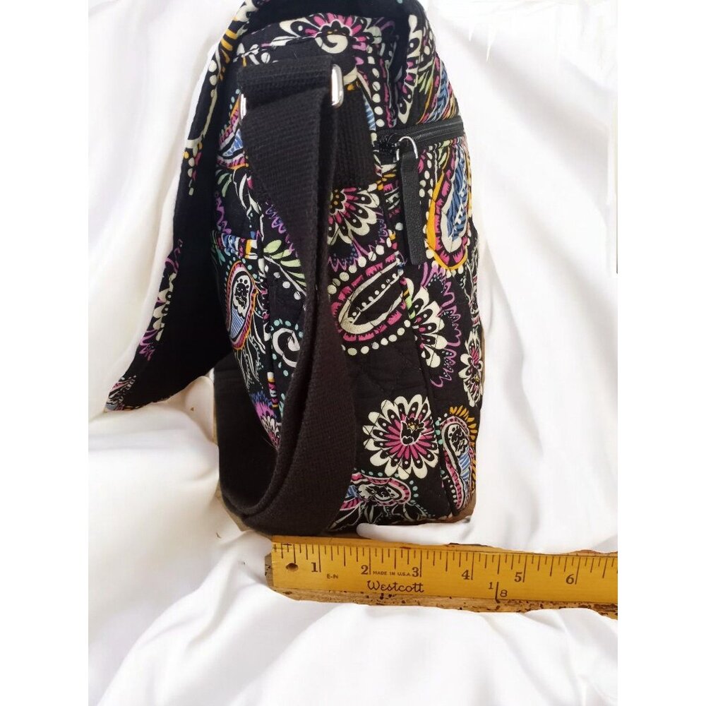 Vera Bradley Black Paisley Foldover Laptop Book Bag. - Picture 12 of 16